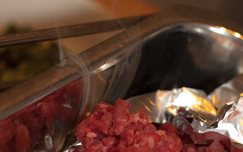 Adding smoke to the ground beef