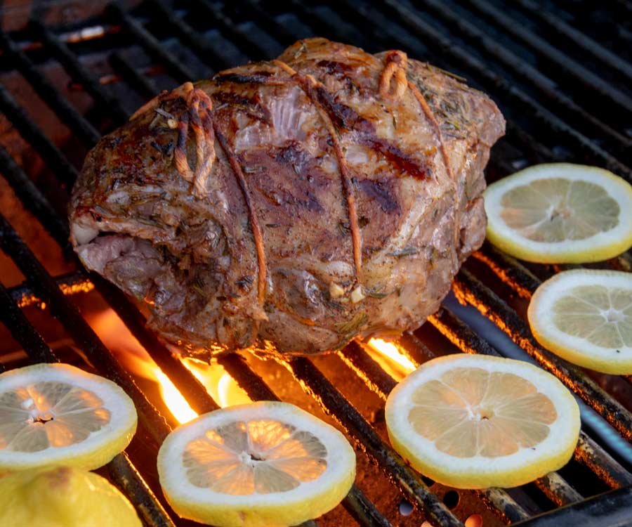 Finishing Lamb On Grill