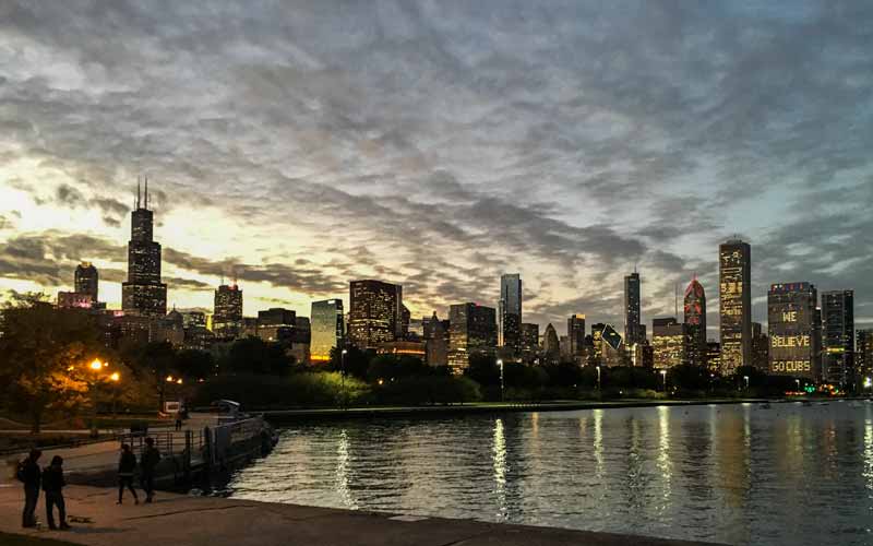 Downtown Chicago on a fall evening