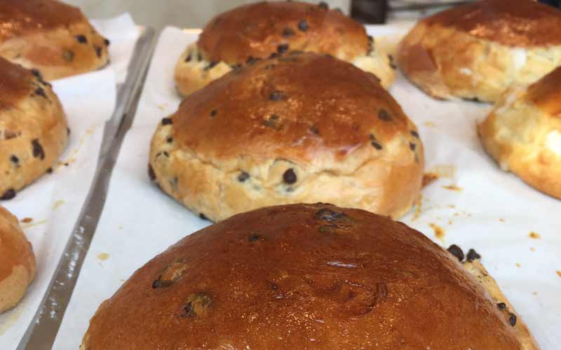 Chocolate chip brioche from a bakery near the Eiffel Tower