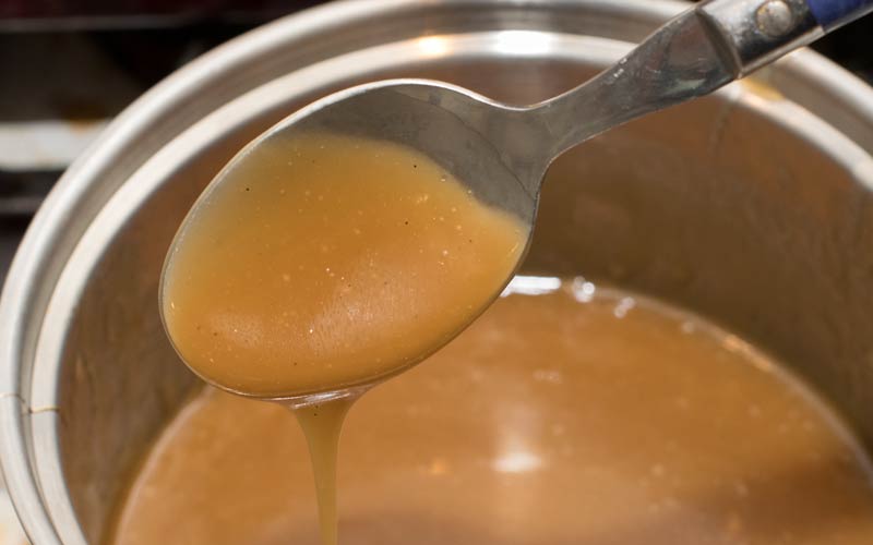 Cook the sauce until it thickens up