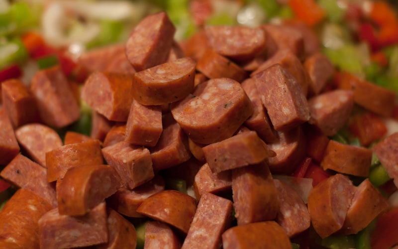 Cur up andouille sausage
