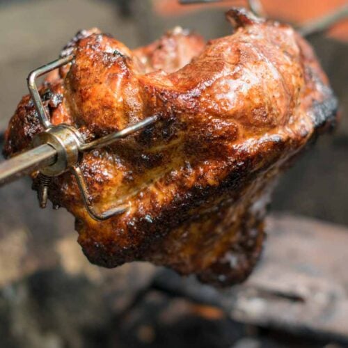 Pork shoulder roasting for carnitas