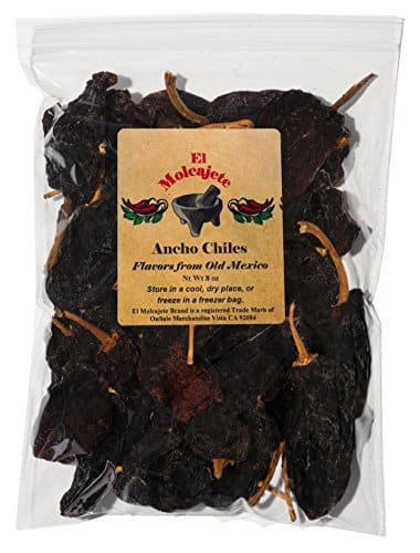 Dried Ancho Chiles El Molcajete Brand 8 Oz Resealable Bag Mexican Recipes Chillies Tamales Salsa Chili Meats Soups Mole Stews BBQ 0