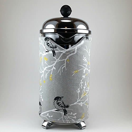 French Press Cozy Cover 8 Cup Grey Bird Decor 0 0 French Press Cozy Cover 8 Cup Grey Bird Decor 0 0