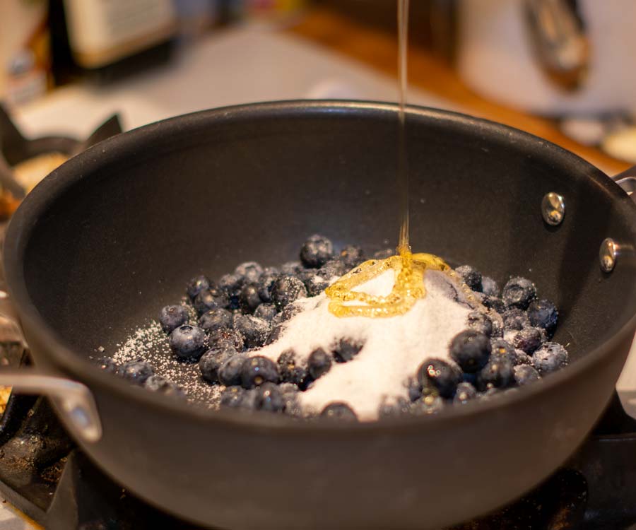 Adding Honey to blueberry pie