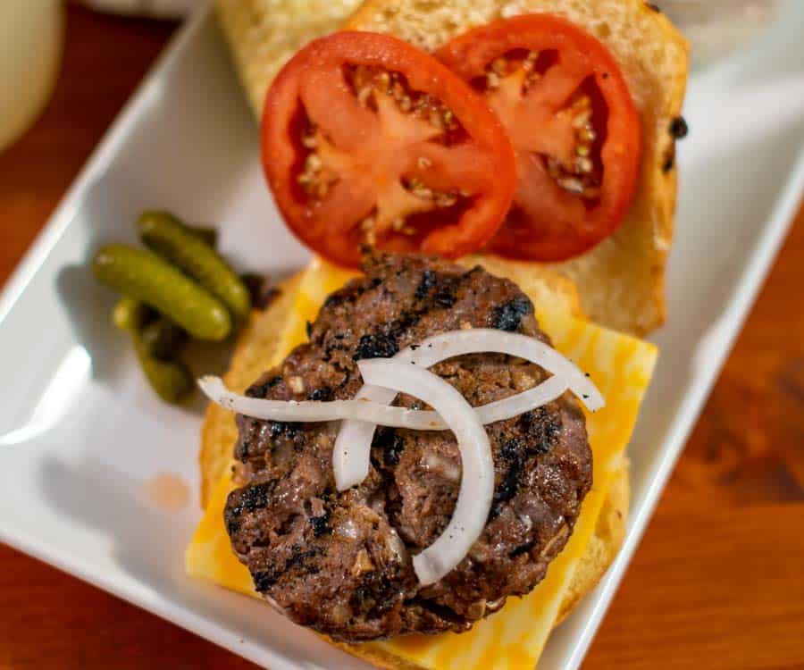 Finished Buffalo Burger Overhead