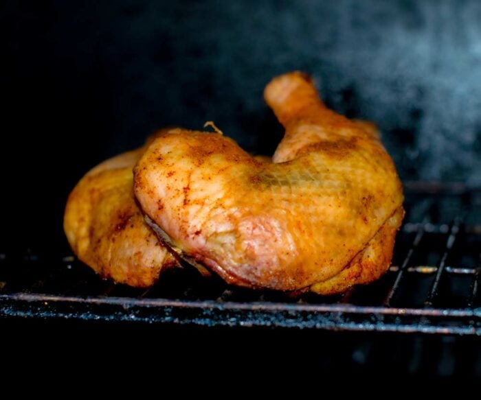 Smoking chicken quarters with crispy skin