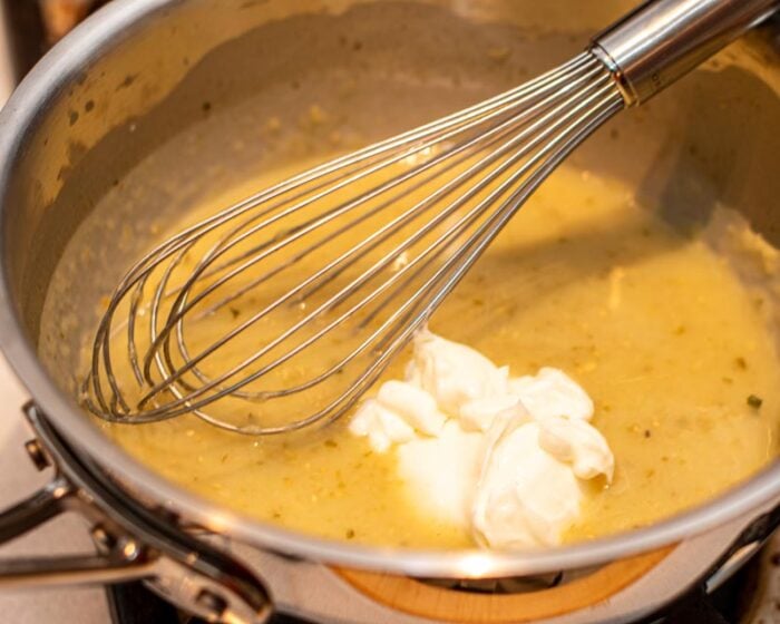 Adding Sour Cream To Salsa Verde