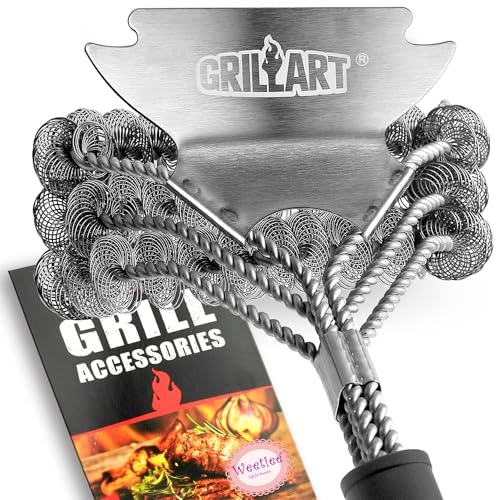 Bristle Free Stainless Steel Grill Brush with Scraper Umami