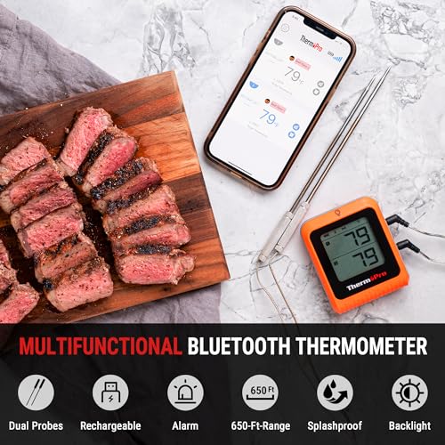 ThermoPro Wireless Meat Thermometer Of 500FT Bluetooth For Smoker Oven Grill Thermometer With Dual Probes Smart Rechargeable BBQ Thermometer For Cooking Turkey Fish Beef 0 2 ThermoPro Wireless Meat Thermometer Of 500FT Bluetooth For Smoker Oven Grill Thermometer With Dual Probes Smart Rechargeable BBQ Thermometer For Cooking Turkey Fish Beef 0 2