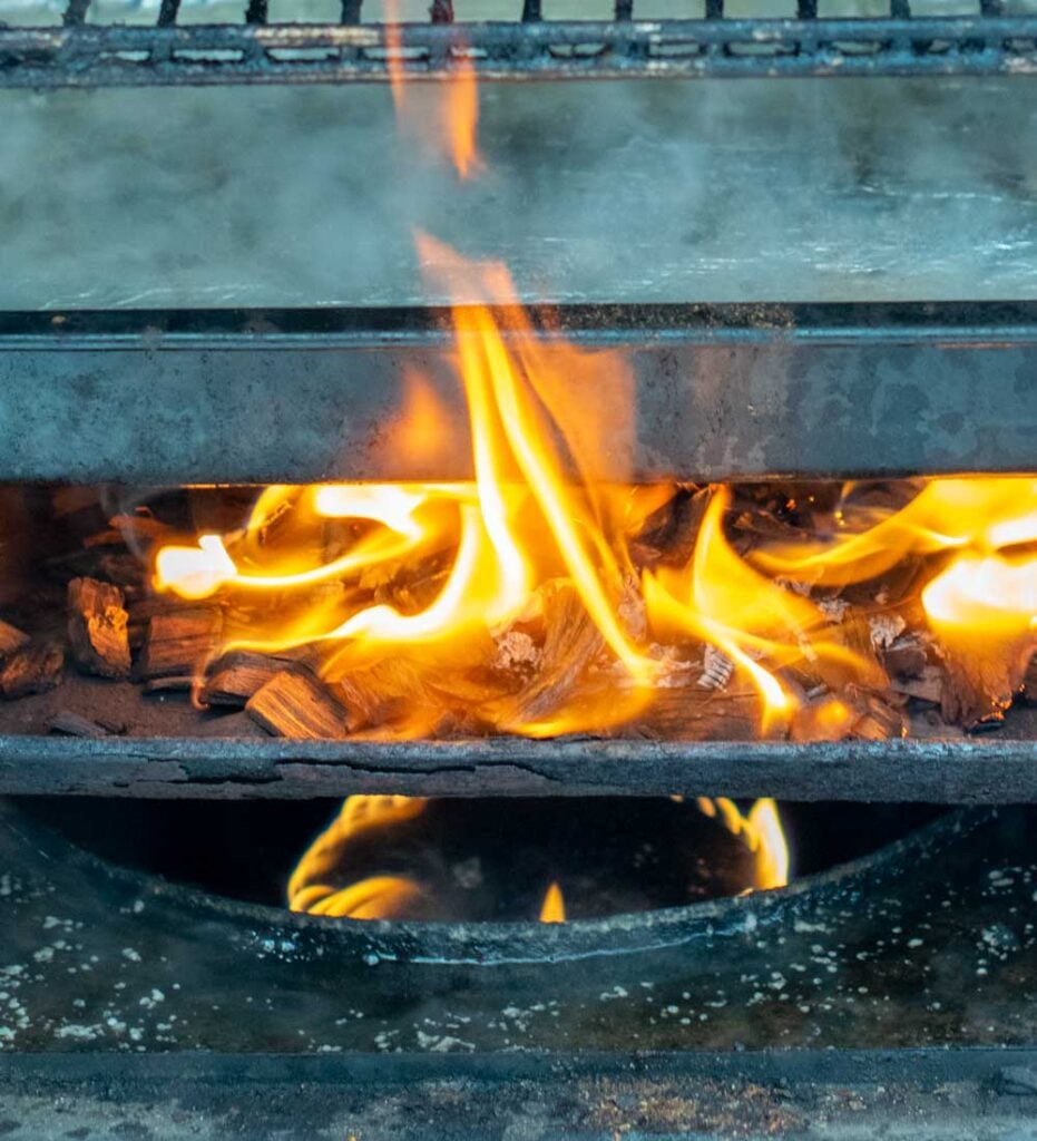 Using wood chips to smoke a pork loin