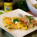 Shredded Chicken Enchiladas with Cream Salsa Verde Enchilada Sauce