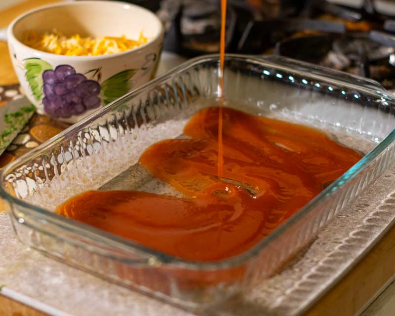 Enchilada Sauce In Baking Dish