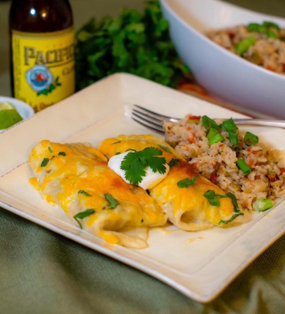 Serving Chicken Enchiladas