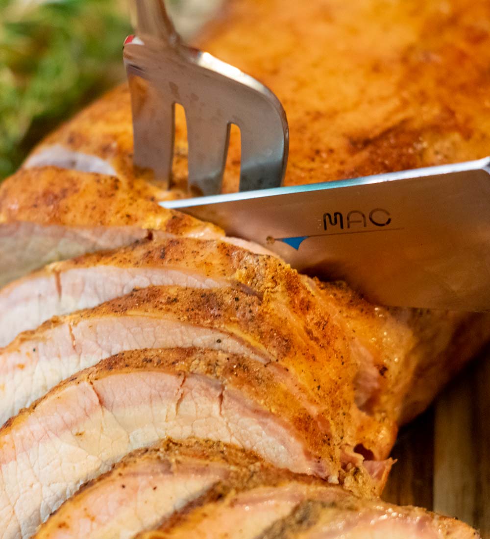 Slicing a Smoked Pork Loin