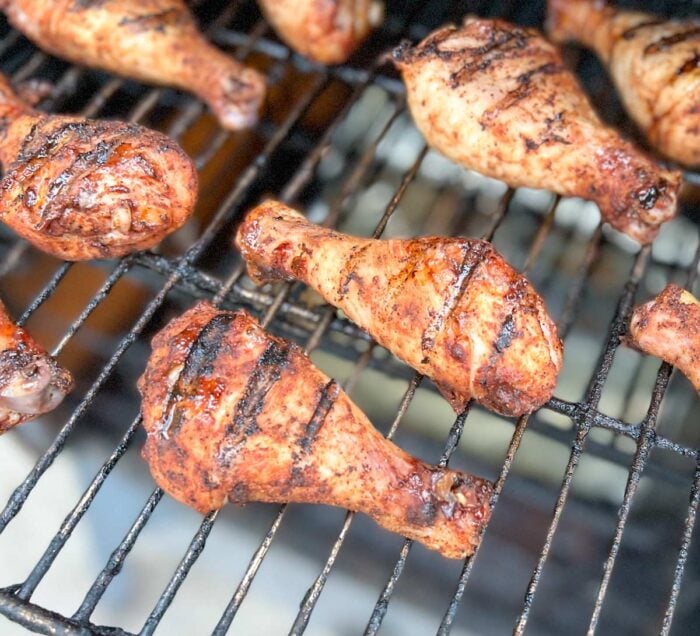 Smoking Chicken Legs on grill grate